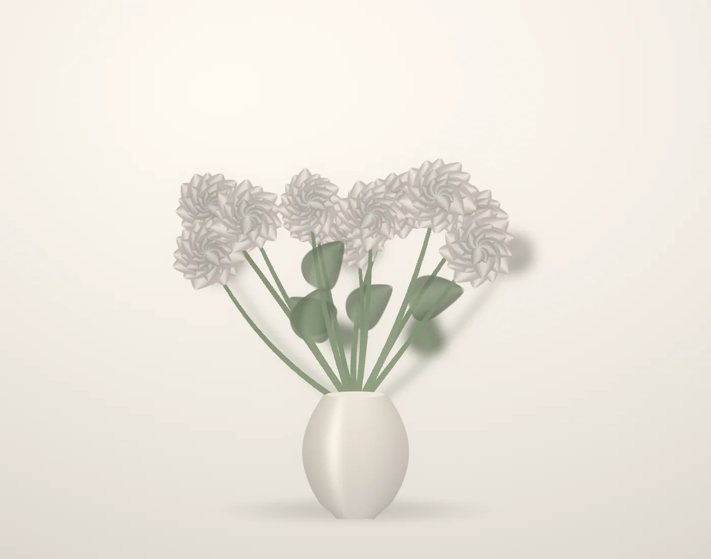The same faux floral arrangement lit by day, in bright natural tones