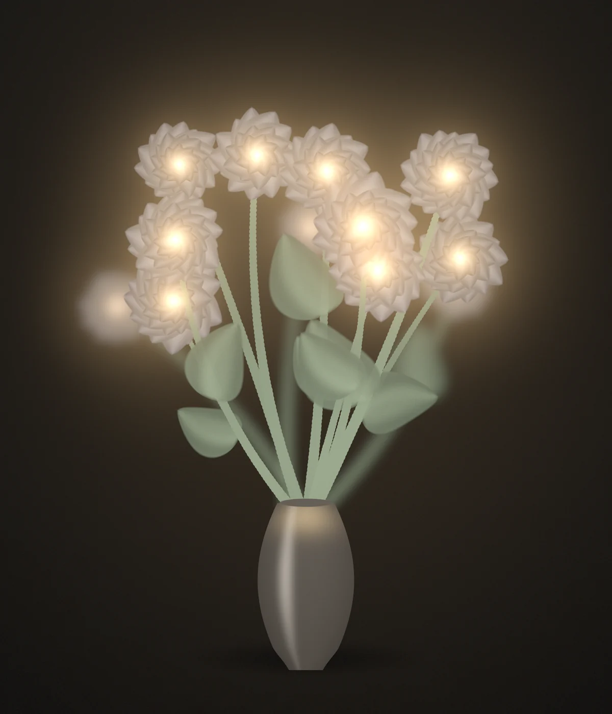 The Aria illuminated vase glowing warm amber